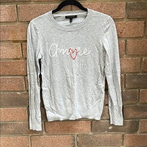 Banana Republic Light Gray Sweater With Amore Embroidered Size XS